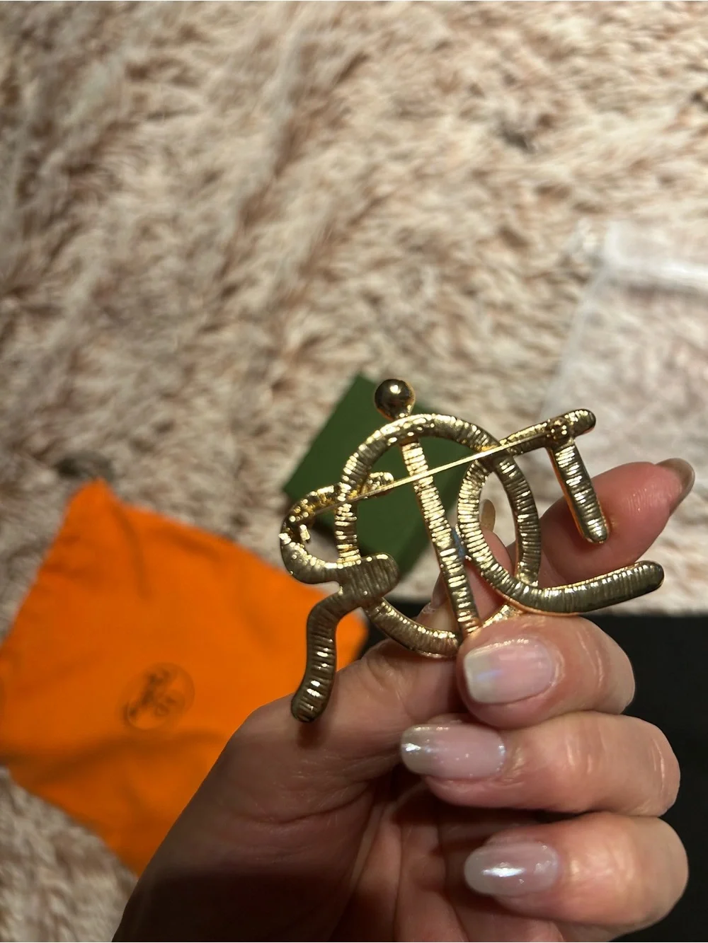 Gold Monogram D Pin Brooch - new